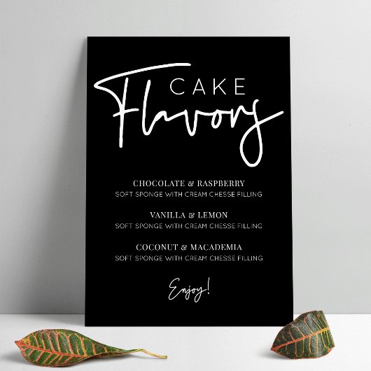 Minimalistische taart smaken Menu Eenvoudig Zwart  Poster