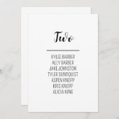 Minimalistische tabel nummer 2 Zitplaatskaart Kaart (Voorkant / Achterkant)