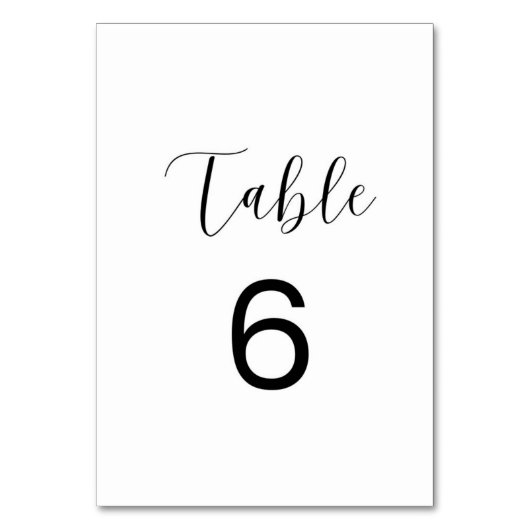 Minimalistische tabel nummer 6 Kaart (Voorkant)