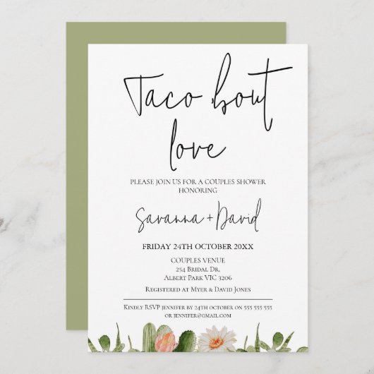 Minimalistische Taco 'over een paar paren douche Kaart (Voorkant / Achterkant)