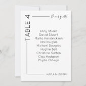 Minimalistische Tafel 4 Huwelijksstoelkaart Sjablo Kaart (Voorkant)