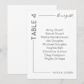 Minimalistische Tafel 4 Huwelijksstoelkaart Sjablo Kaart (Voorkant / Achterkant)