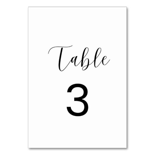 Minimalistische Tafel Nummer 3 Kaart (Voorkant)
