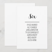 Minimalistische tafel nummer 6 Zitplaatskaart Kaart (Voorkant / Achterkant)