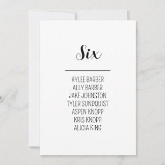 Minimalistische tafel nummer 6 Zitplaatskaart Kaart