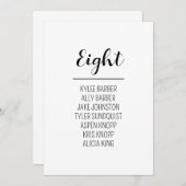 Minimalistische tafel nummer 8 Zitplaatskaart Kaart (Voorkant / Achterkant)