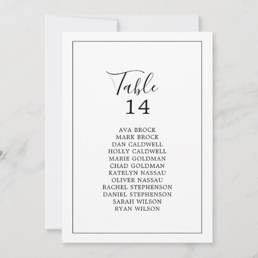 Minimalistische tafelnummer zitplaats kaartjes (Achterkant)