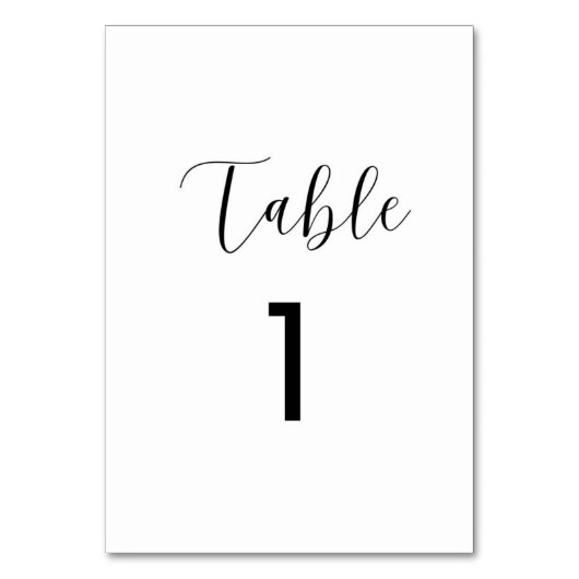 Minimalistische tafelnummerkaarten kaart (Voorkant)