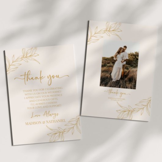 Minimalistische tak blad aangepaste Afbeelding bru Bedankkaart