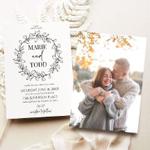 Minimalistische tak- en bladkransbruiloft