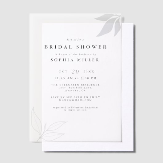 Minimalistische tak laat chique Vrijgezellenfeest  Vellum Uitnodigingen (Offset)