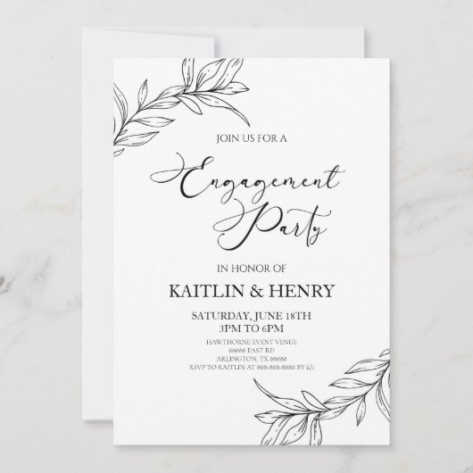 Minimalistische tak verlaat verlovingsfeest kaart (Voorkant)