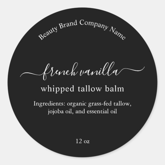 Minimalistische Talkbalsem Zwart Wit Product Label (Voorkant)