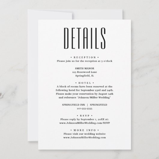 Minimalistische Tall Sans Serif bruiloft uitnodigi Kaart (Achterkant)