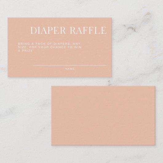 Minimalistische Tan Baby shower Luier Raffle Informatiekaartje (Voorkant / Achterkant)