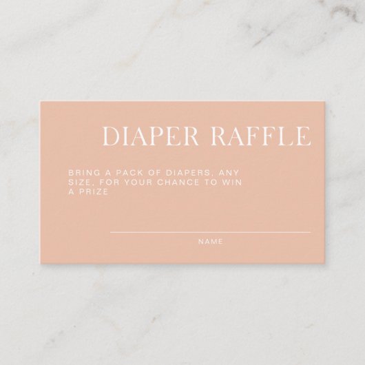 Minimalistische Tan Baby shower Luier Raffle Informatiekaartje (Voorkant)
