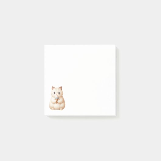 Minimalistische Tan Beige Schattige Cat met Ice Cr Post-it® Notes (Voorkant)