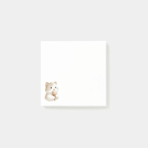 Minimalistische Tan Witte Schattigee Kat met Ice C Post-it® Notes