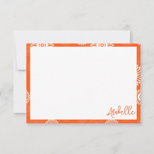 Minimalistische tangerine sinaasappel daisy floral bedankkaart (Voorkant)