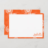 Minimalistische tangerine sinaasappel daisy floral bedankkaart (Voorkant / Achterkant)