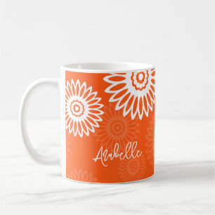 Minimalistische tangerine sinaasappel daisy floral koffiemok