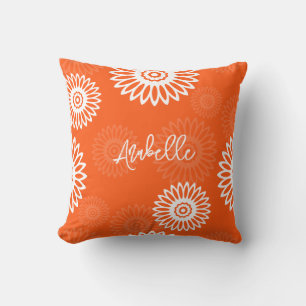 Minimalistische tangerine sinaasappel daisy floral kussen