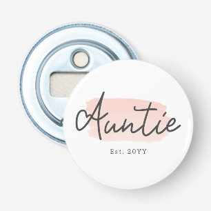 Minimalistische tante Baby Roze penseelstreek Nieu Button Flesopener