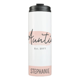 Minimalistische tante Baby Roze penseelstreek Nieu Thermosbeker