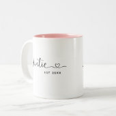 Minimalistische tante Elegante Script vastgelegd Tweekleurige Koffiemok (Voorkant links)