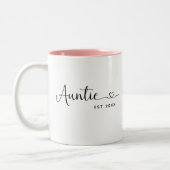 Minimalistische tante Elegante Script vastgelegd Tweekleurige Koffiemok (Links)