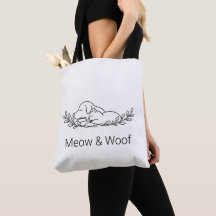 Minimalistische tas met lijntekening van hond en k