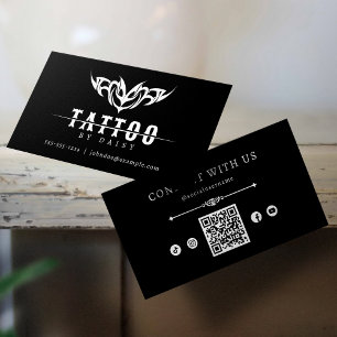 Minimalistische Tattoo artiest Social Media QR Cod Visitekaartje