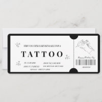 Minimalistische Tattoo Bon  uitnodiging