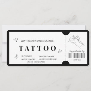 Minimalistische Tattoo Bon  uitnodiging