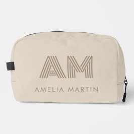 Minimalistische Taupe Beige Geometrische Aangepast Toilettasje