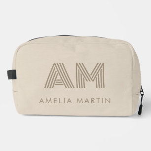 Minimalistische Taupe Beige Geometrische Aangepast Toilettasje