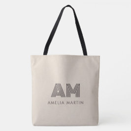 Minimalistische Taupe Beige Geometrische Aangepast Tote Bag