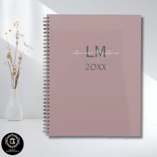 Minimalistische Taupe Blush Monogram Merkenidentit Planner
