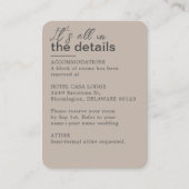 Minimalistische Taupe bruiloft details Informatiekaartje (Voorkant)