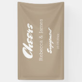Minimalistische Taupe Engagement Party juicht brui Spandoek (Verticaal)