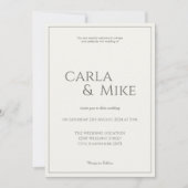 Minimalistische Taupe Huwelijksuitnodiging Kaart (Voorkant)