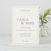Minimalistische Taupe Huwelijksuitnodiging Kaart (Staand voorkant)