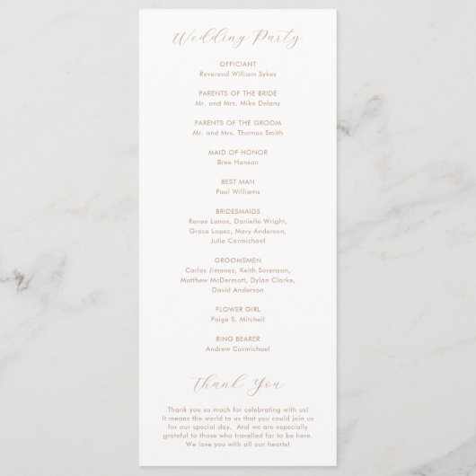 Minimalistische Taupe moderne bruiloft Programmakaart (Achterkant)