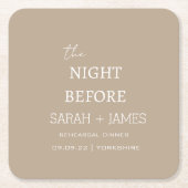 Minimalistische Taupe Repetitie Diner Wedding Part Kartonnen Onderzetters (Voorkant)