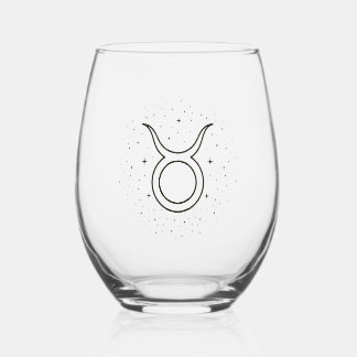 Minimalistische Taurus Zodiac Steelvrije Wijn Glas