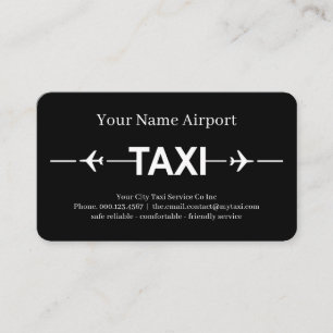 Minimalistische taxi-vliegtuig startbaan bewegwijz visitekaartje