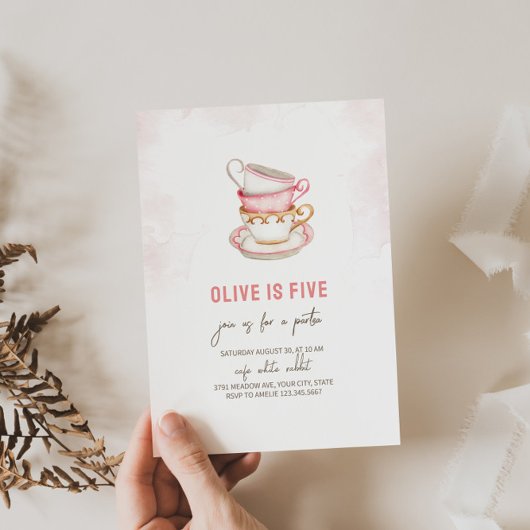 Minimalistische Tea Party verjaardagsuitnodiging Kaart