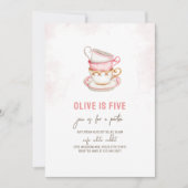 Minimalistische Tea Party verjaardagsuitnodiging Kaart (Voorkant)