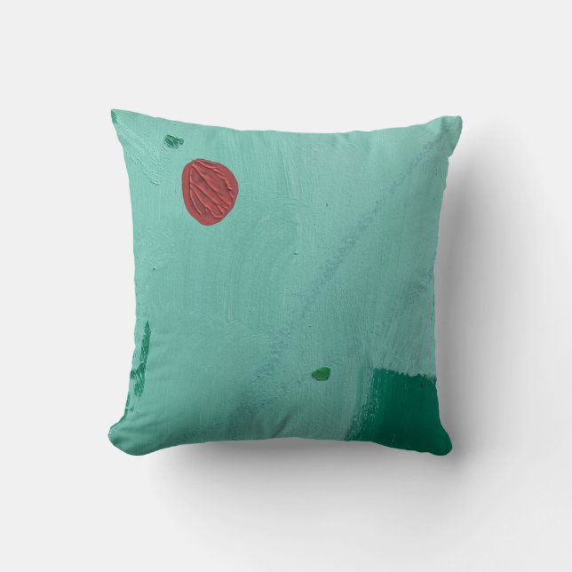 Minimalistische Teal Abstracte Kunst Kussen (Voorkant)