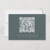Minimalistische Teal Art Deco Trouw-RSVP QR-code RSVP Kaartje (Achterkant)